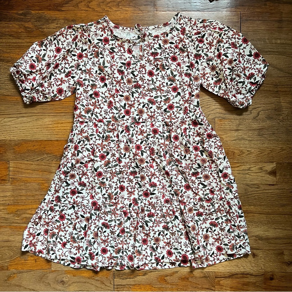 Floral Puff Sleeve Tiered Dress Easter Sweet Spring Girls Size 8